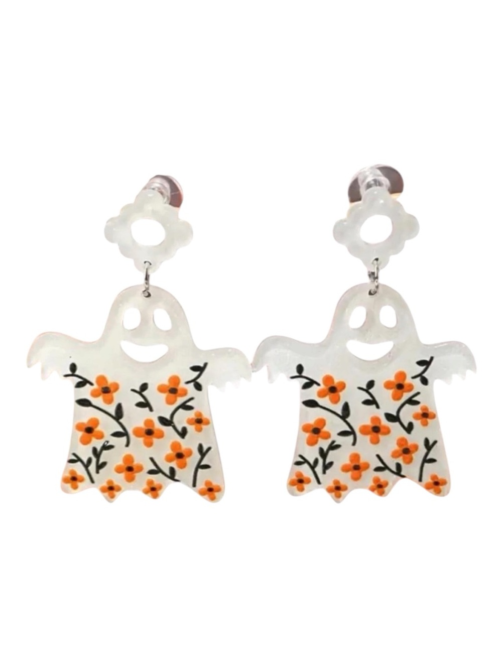 Floral Acrylic Ghost Earrings